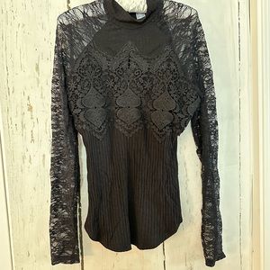 Venus lace detail mock neck top